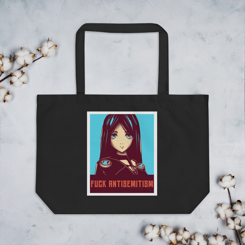 Anime Hero | Antisemitism | Large Organic Tote Bag Jouparty