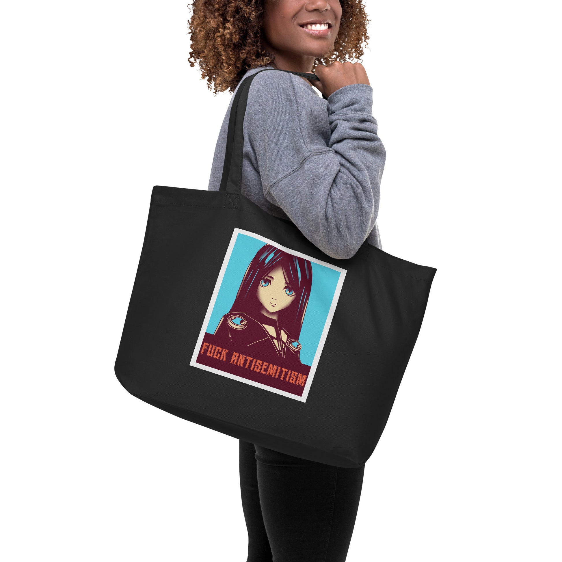 Anime Hero | Antisemitism | Large Organic Tote Bag Jouparty