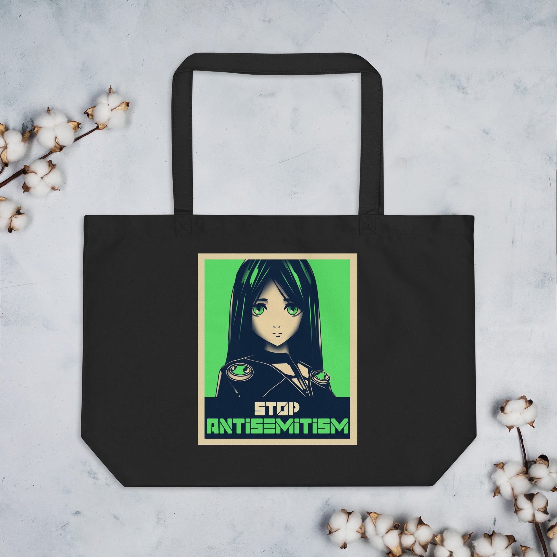 Anime Hero | Antisemitism | Large Organic Tote Bag Jouparty