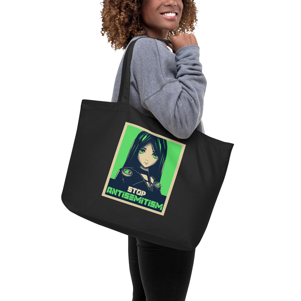 Anime Hero | Antisemitism | Large Organic Tote Bag Jouparty