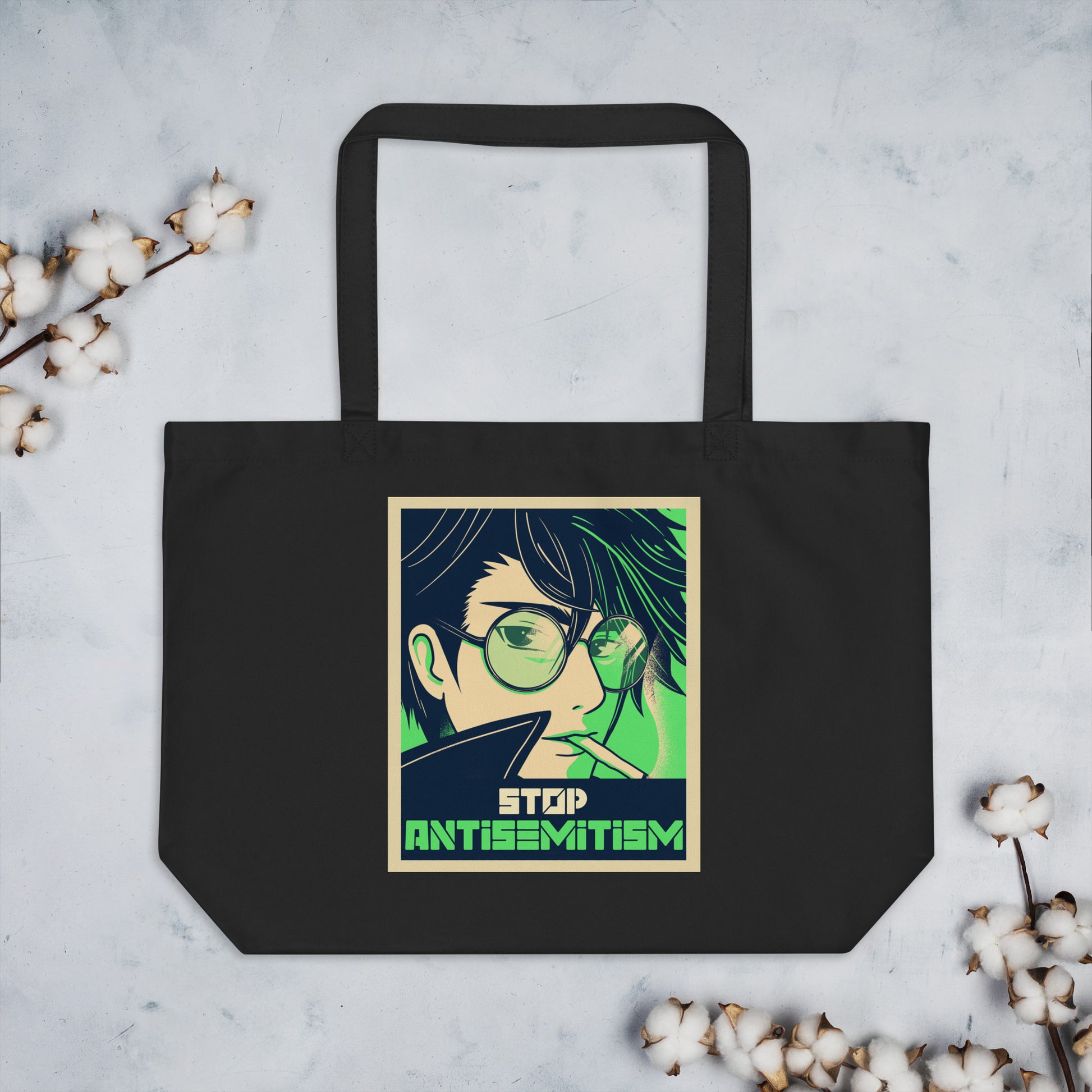 Anime Hero | Antisemitism | Large Organic Tote Bag
