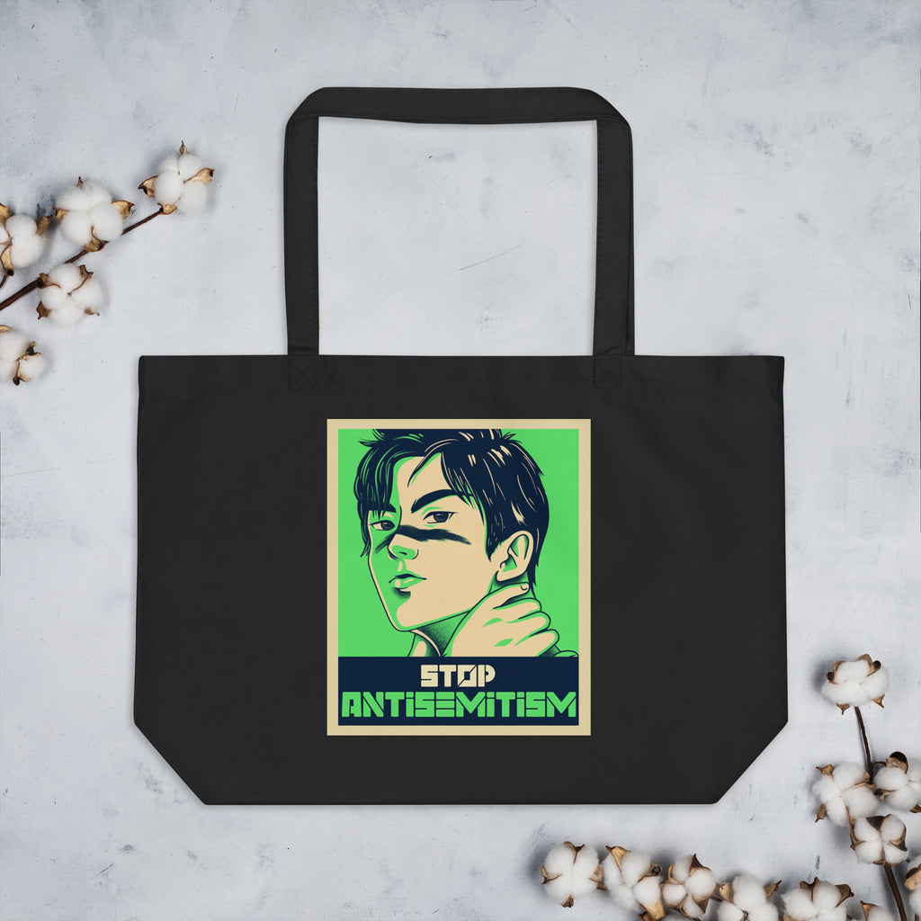 Anime Hero | Antisemitism | Large Organic Tote Bag Jouparty