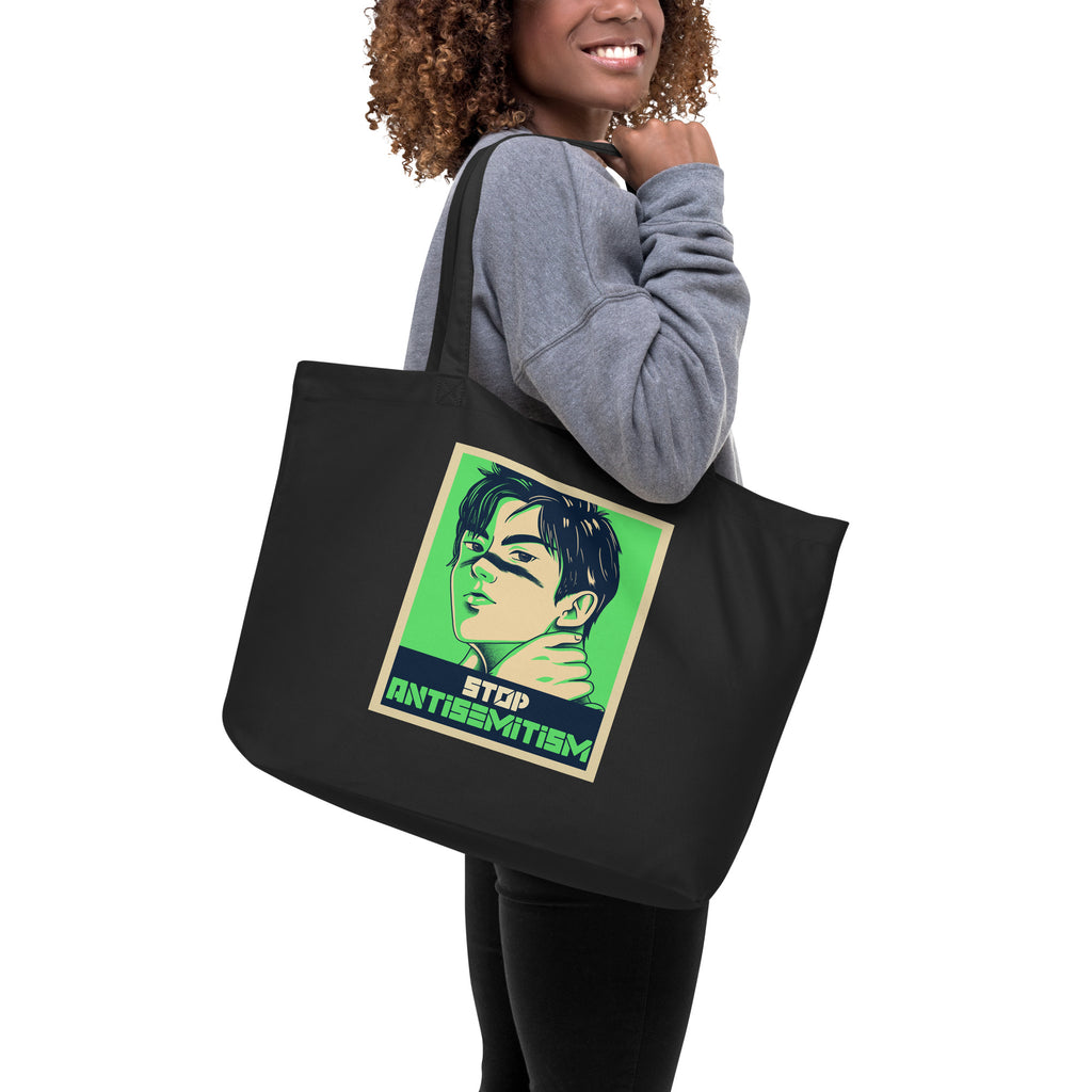 Anime Hero | Antisemitism | Large Organic Tote Bag Jouparty