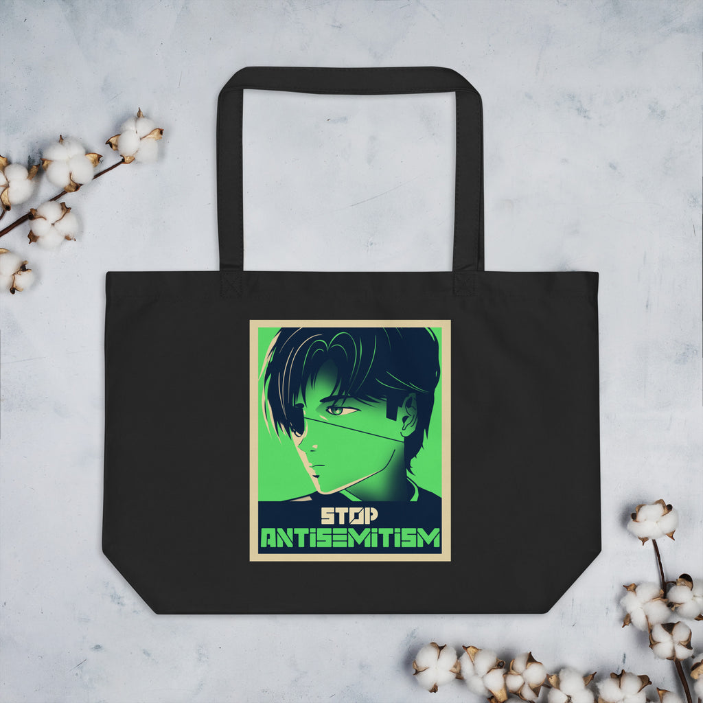 Anime Hero | Antisemitism | Large Organic Tote Bag