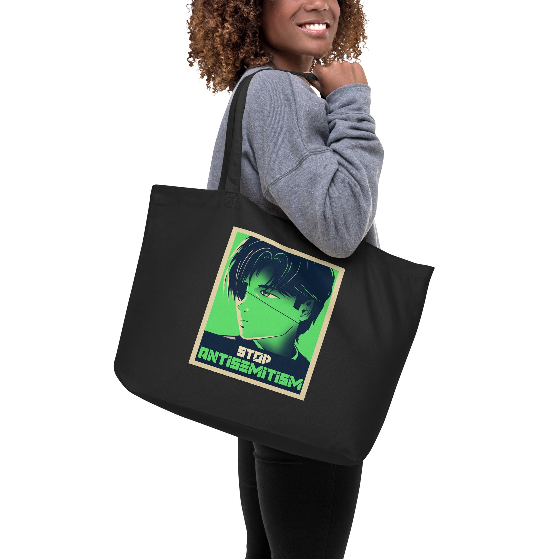 Anime Hero | Antisemitism | Large Organic Tote Bag