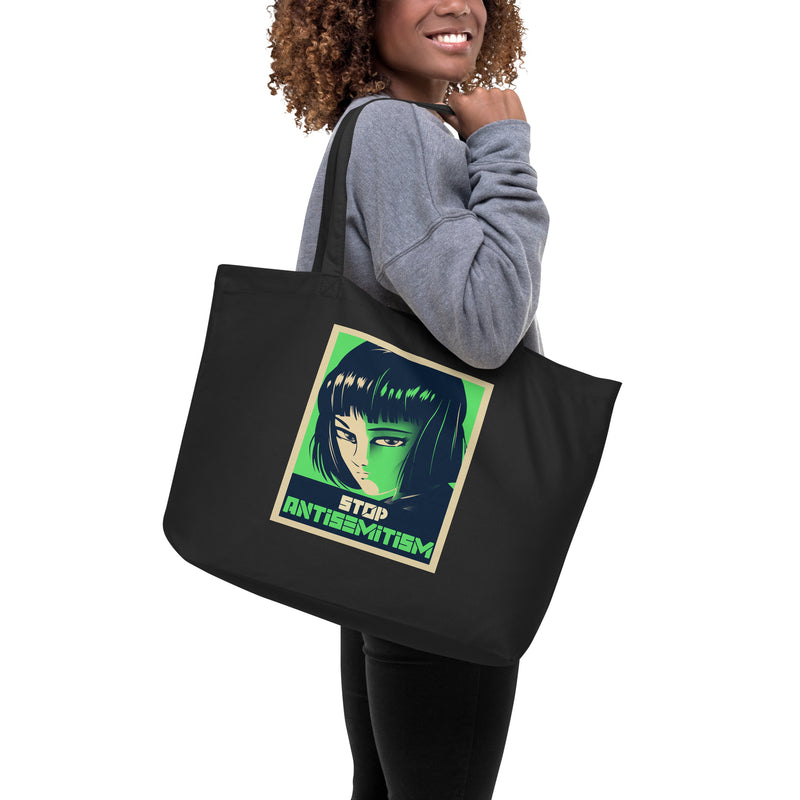 Anime Hero | Antisemitism | Large Organic Tote Bag