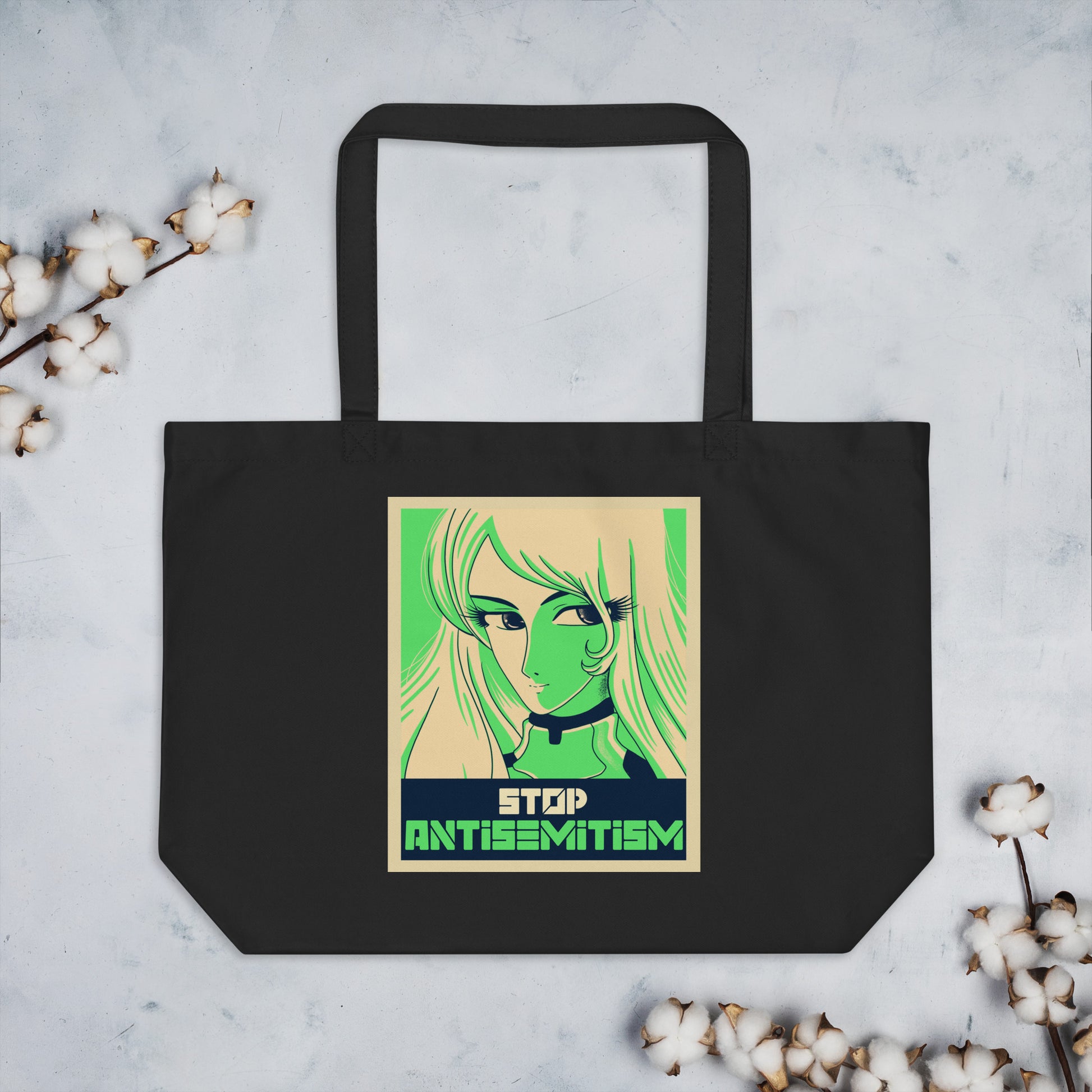Anime Hero | Antisemitism | Large Organic Tote Bag Jouparty
