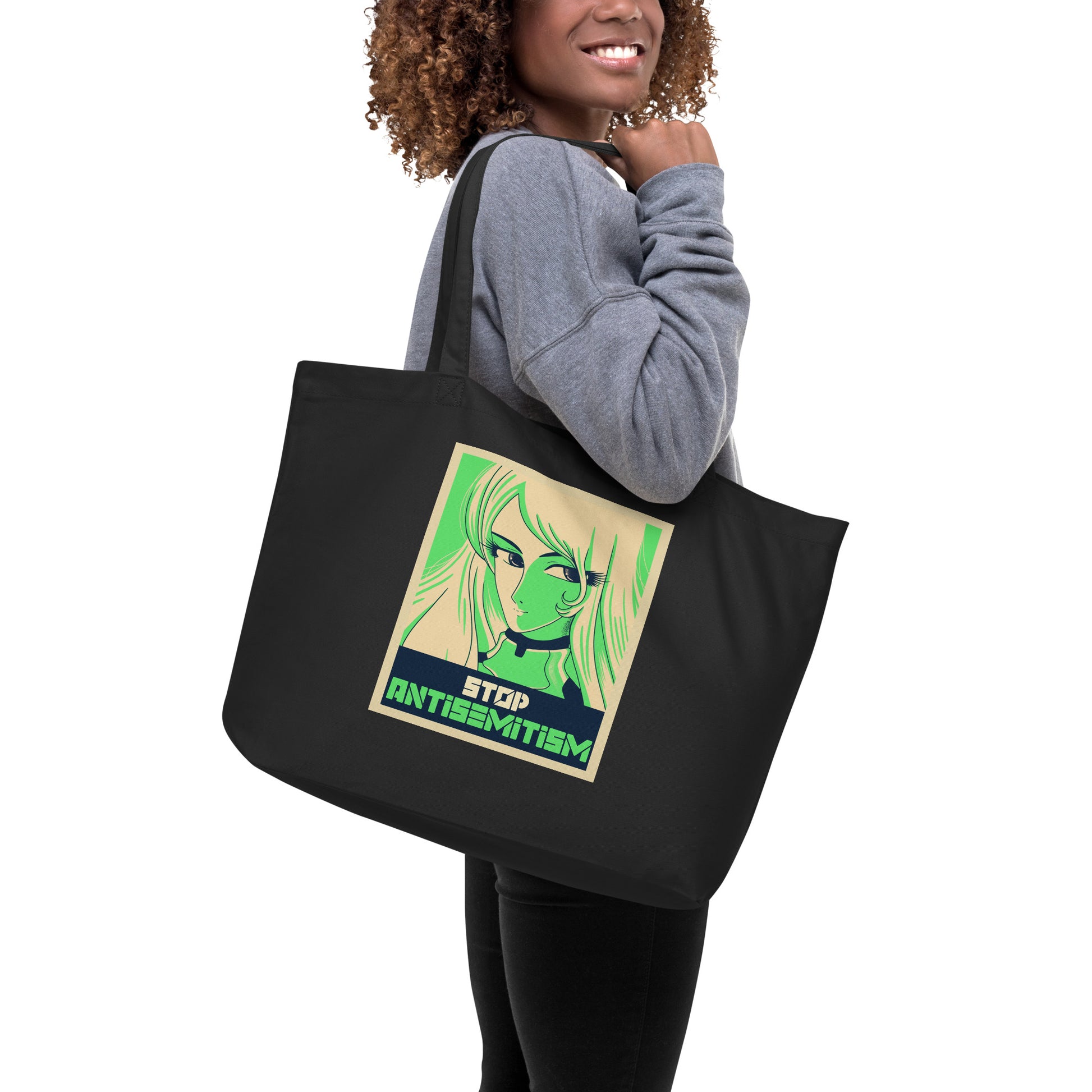 Anime Hero | Antisemitism | Large Organic Tote Bag Jouparty