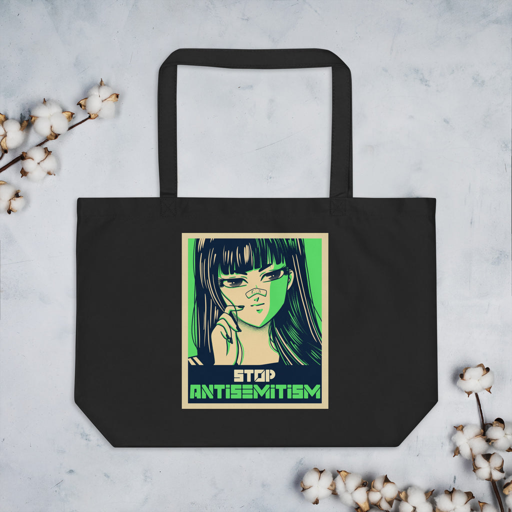 Anime Hero | Antisemitism | Large Organic Tote Bag Jouparty