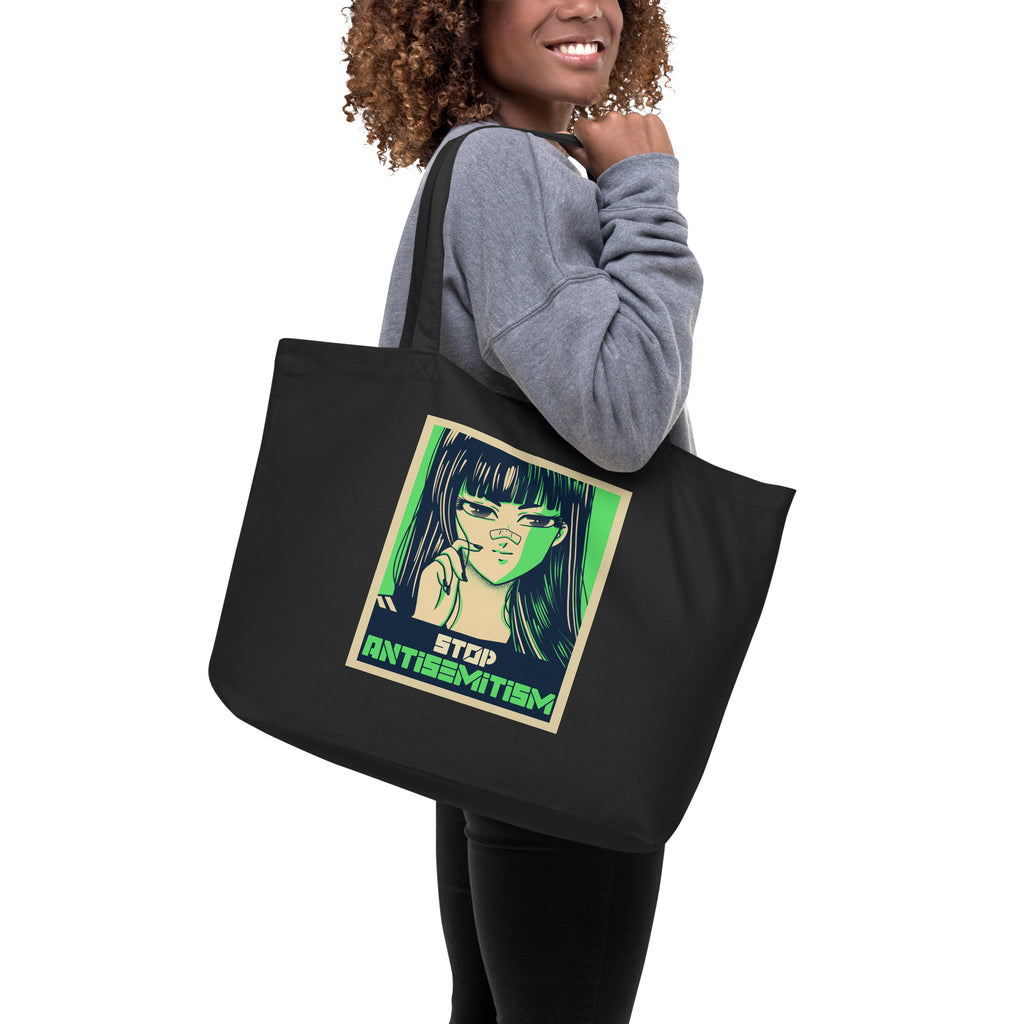 Anime Hero | Antisemitism | Large Organic Tote Bag Jouparty
