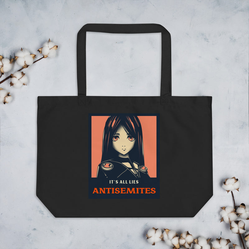 Anime Hero | Antisemitism | Large Organic Tote Bag
