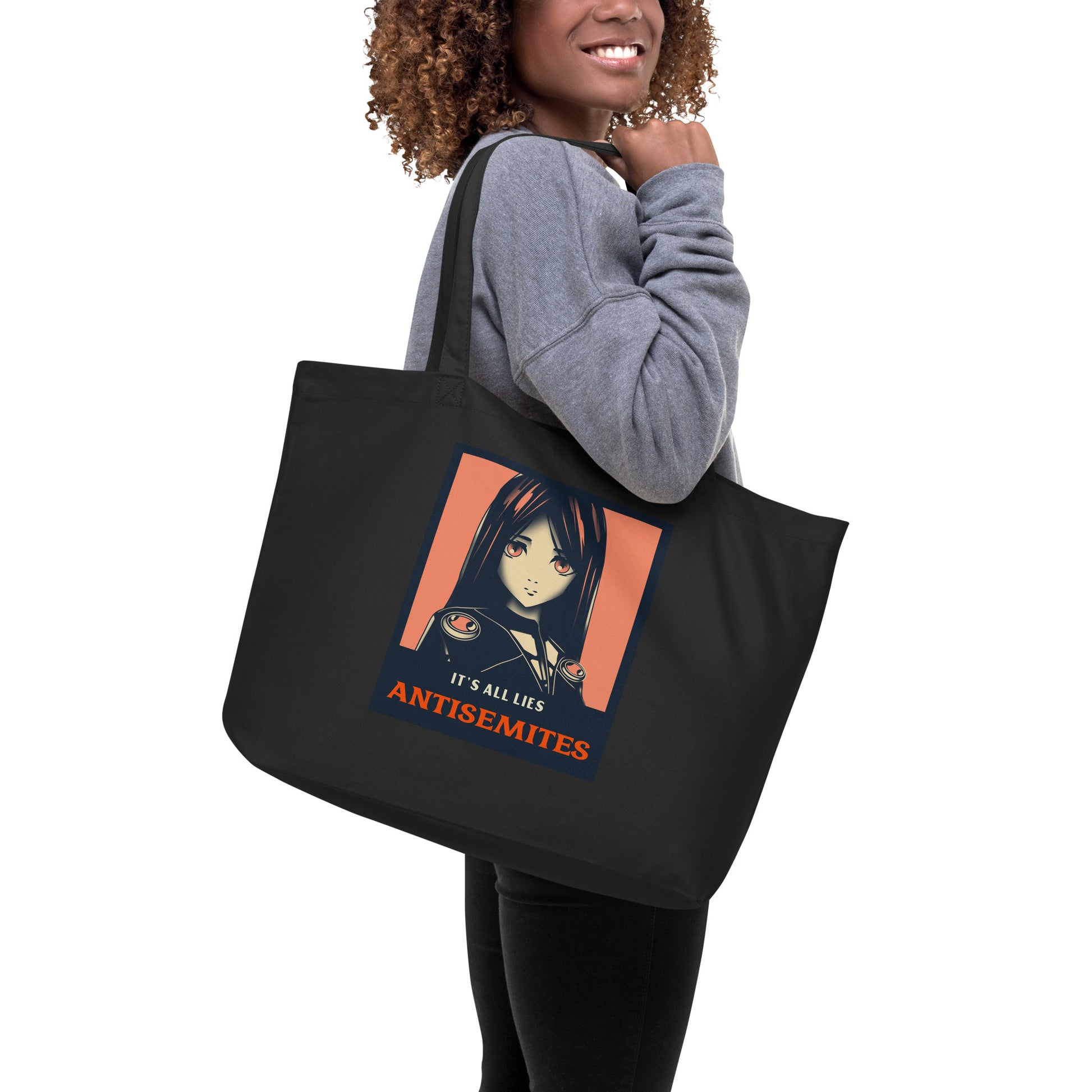 Anime Hero | Antisemitism | Large Organic Tote Bag