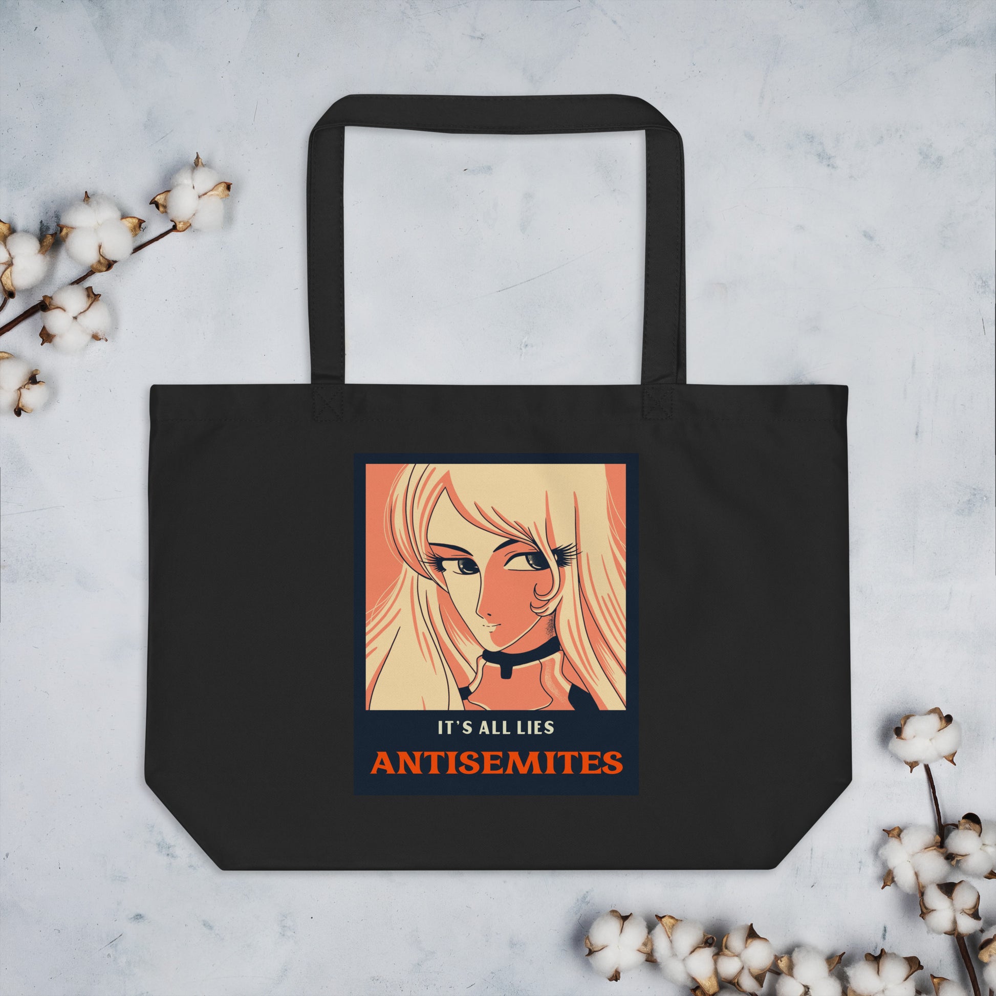 Anime Hero | Antisemitism | Large Organic Tote Bag