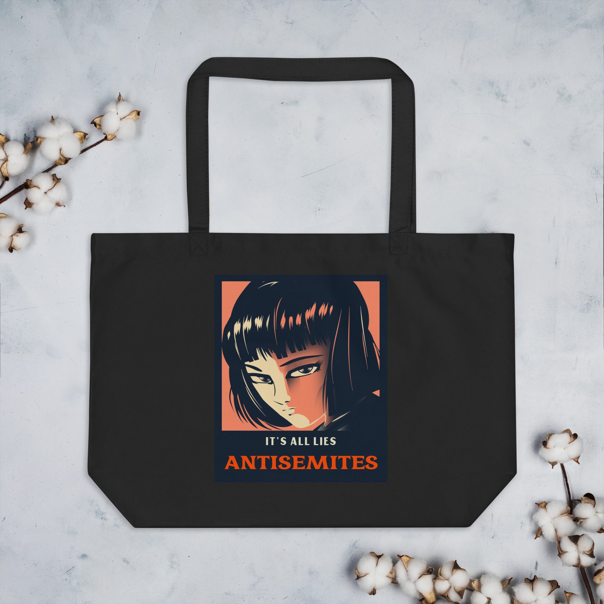 Anime Hero | Antisemitism | Large Organic Tote Bag Jouparty