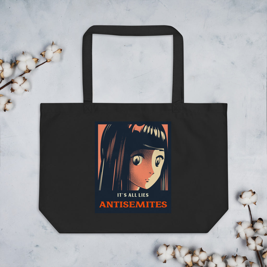 Anime Hero | Antisemitism | Large Organic Tote Bag