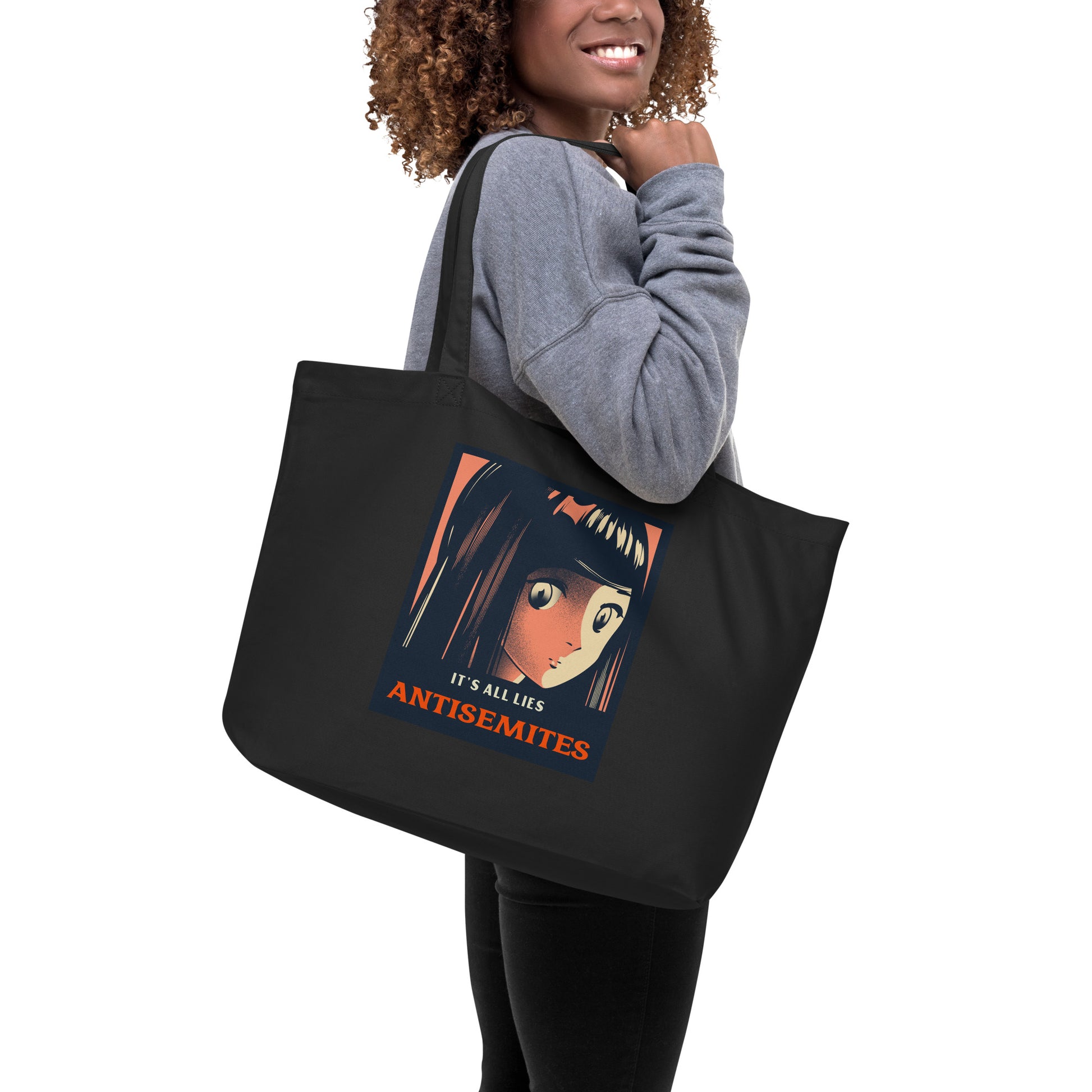 Anime Hero | Antisemitism | Large Organic Tote Bag