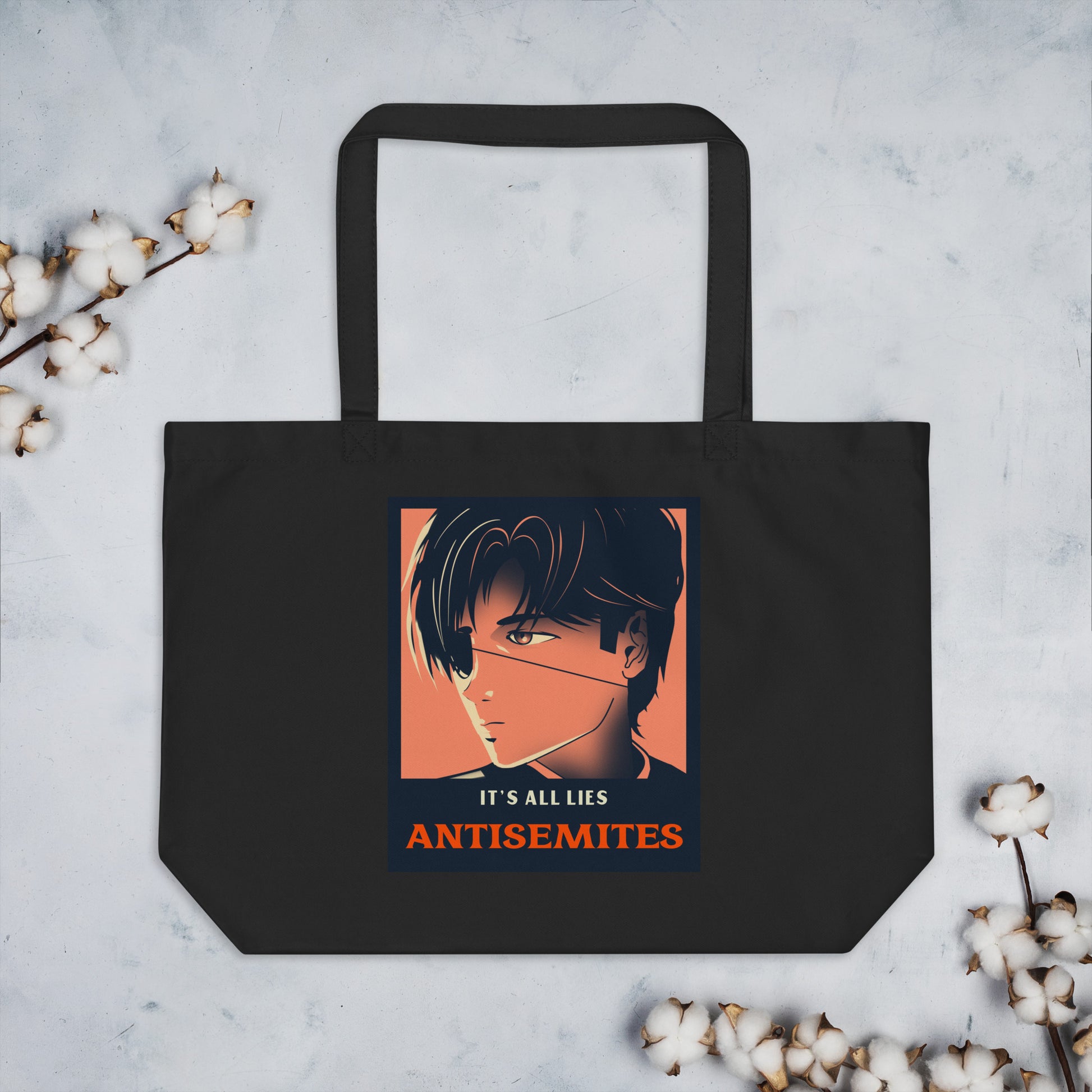 Anime Hero | Antisemitism | Large Organic Tote Bag Jouparty
