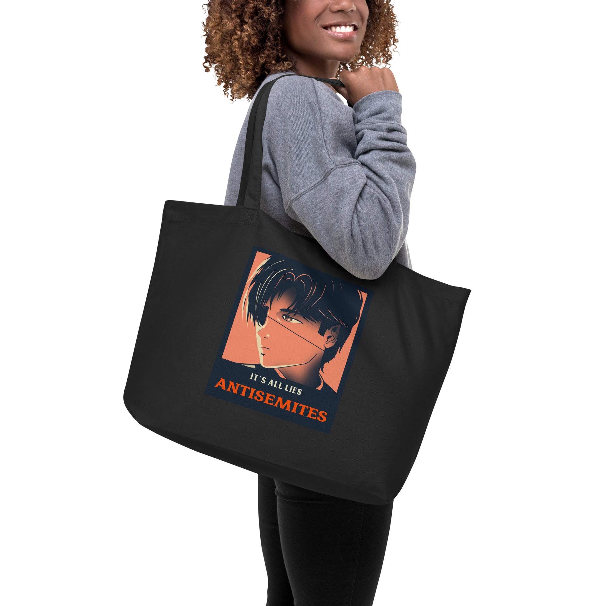 Anime Hero | Antisemitism | Large Organic Tote Bag Jouparty