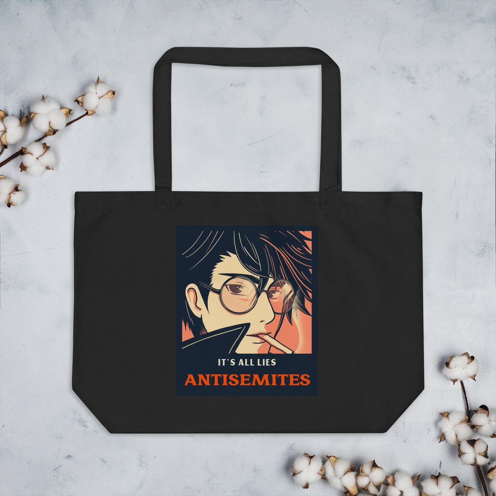 Anime Hero | Antisemitism | Large Organic Tote Bag