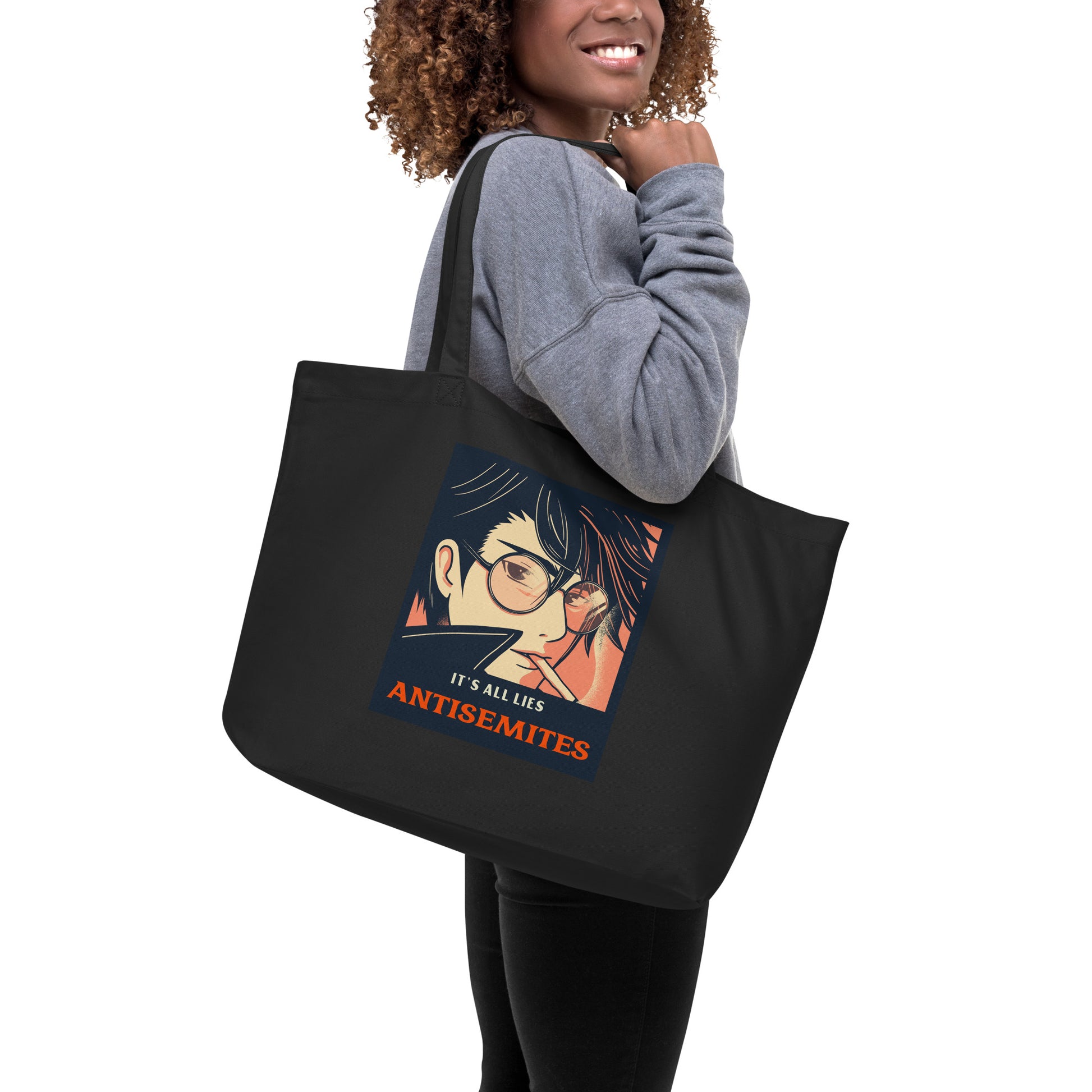 Anime Hero | Antisemitism | Large Organic Tote Bag