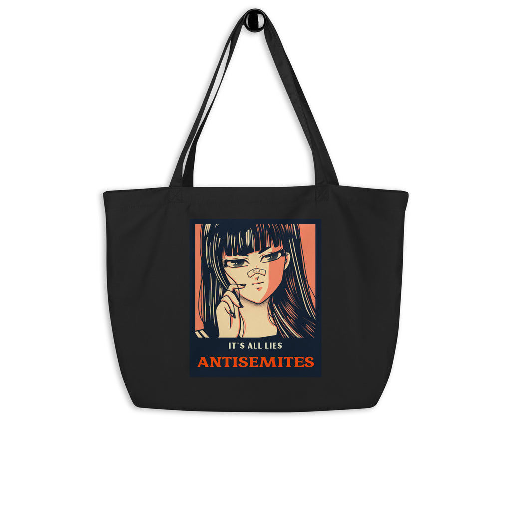 Anime Hero | Antisemitism | Large Organic Tote Bag Jouparty