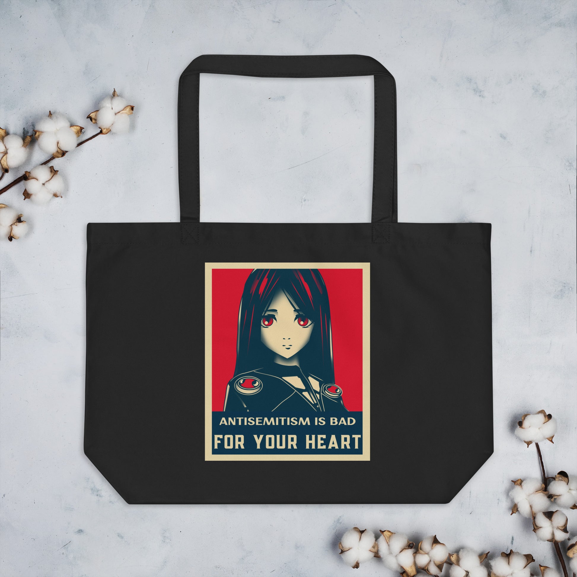 Anime Hero | Antisemitism | Large Organic Tote Bag