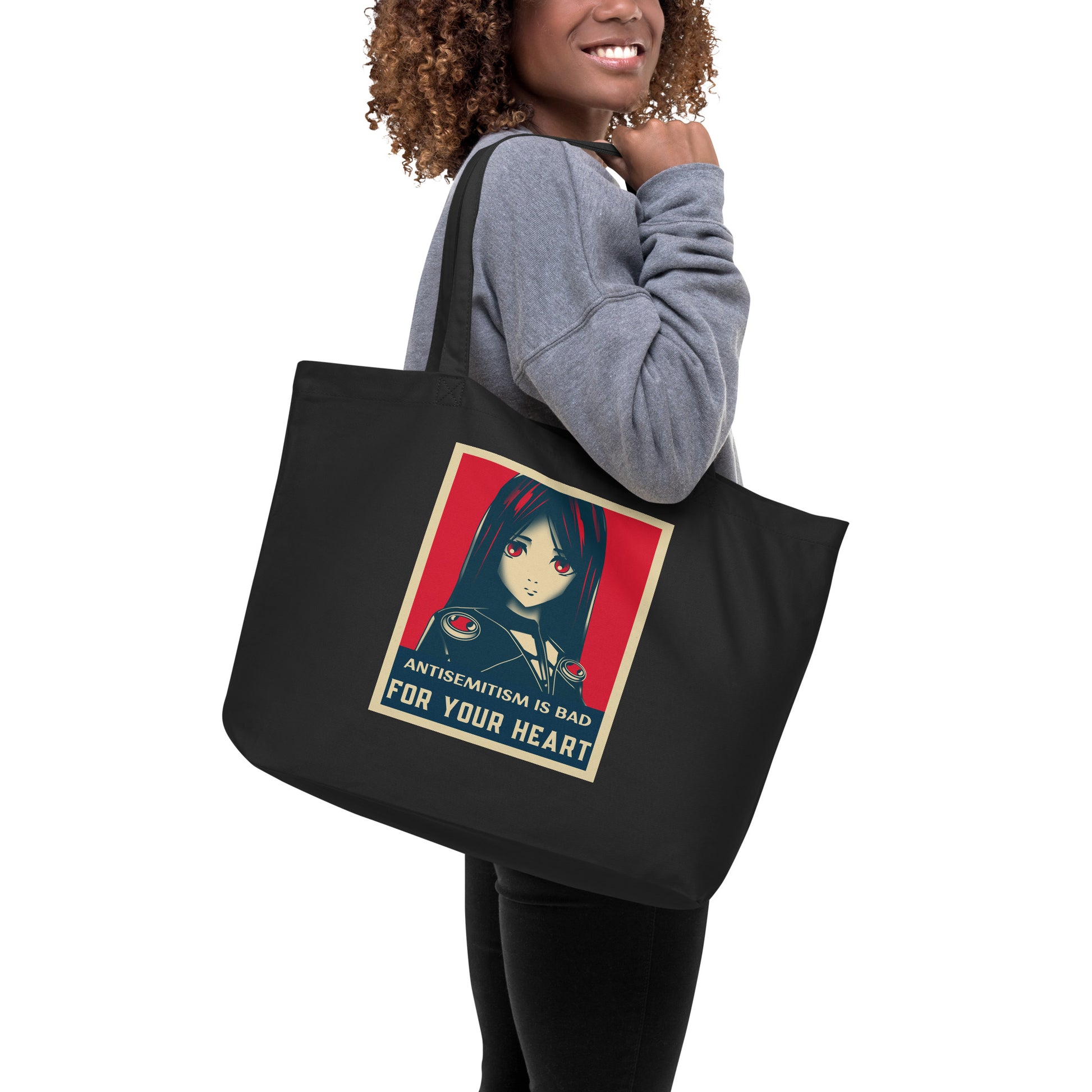 Anime Hero | Antisemitism | Large Organic Tote Bag