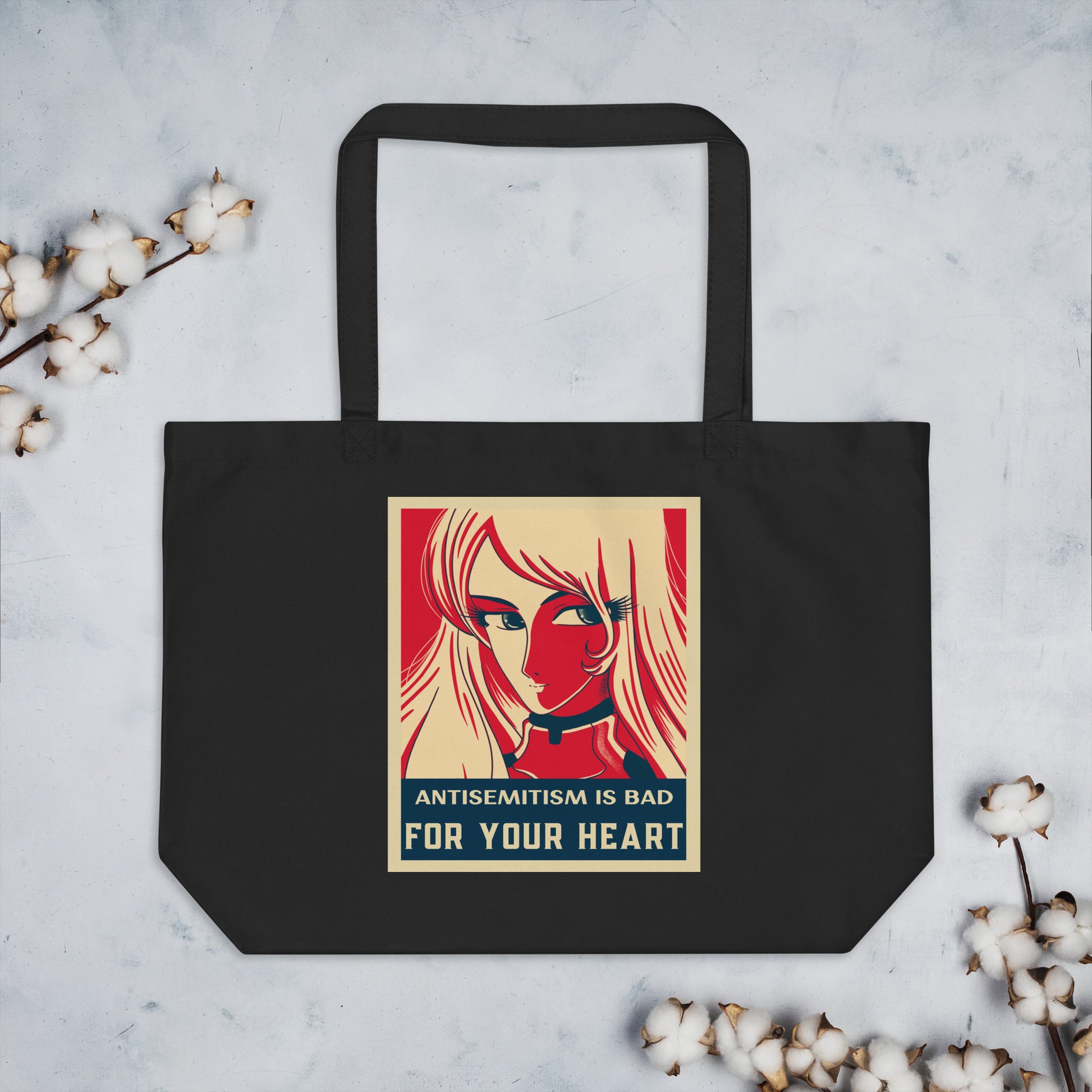 Anime Hero | Antisemitism | Large Organic Tote Bag Jouparty