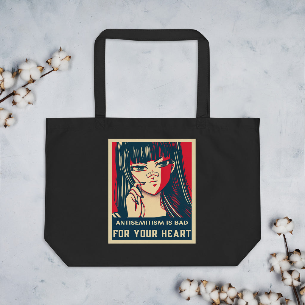 Anime Hero | Antisemitism | Large Organic Tote Bag Jouparty