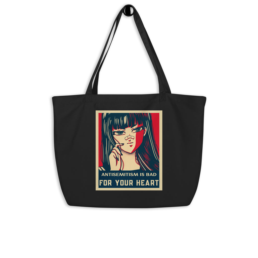 Anime Hero | Antisemitism | Large Organic Tote Bag Jouparty