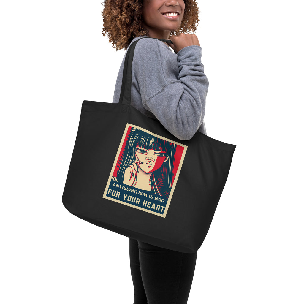 Anime Hero | Antisemitism | Large Organic Tote Bag Jouparty