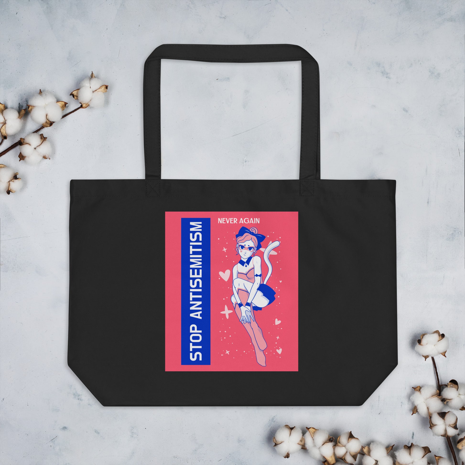 Girl Book | Antisemitism | Large Organic Tote Bag Jouparty