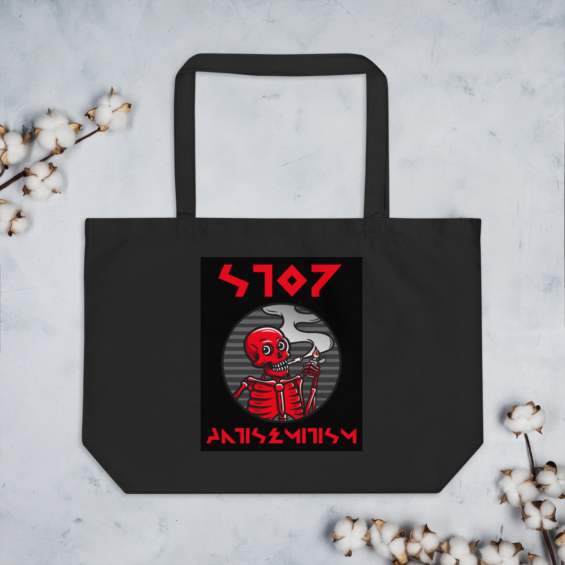 Red Fight | Antisemitism | Large Organic Tote Bag Jouparty