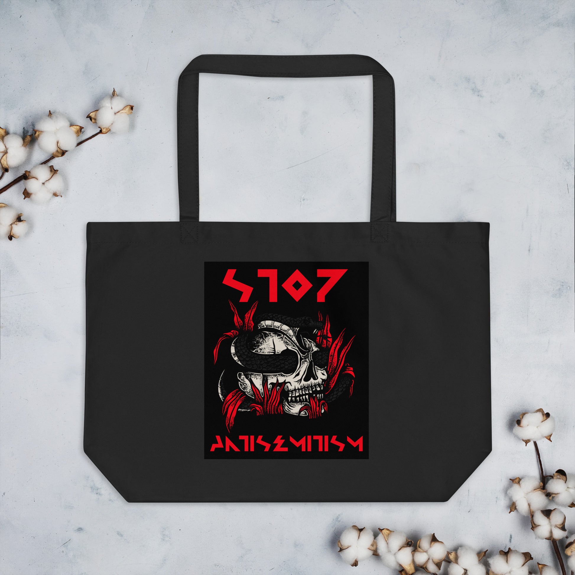 Red Fight | Antisemitism | Large Organic Tote Bag Jouparty