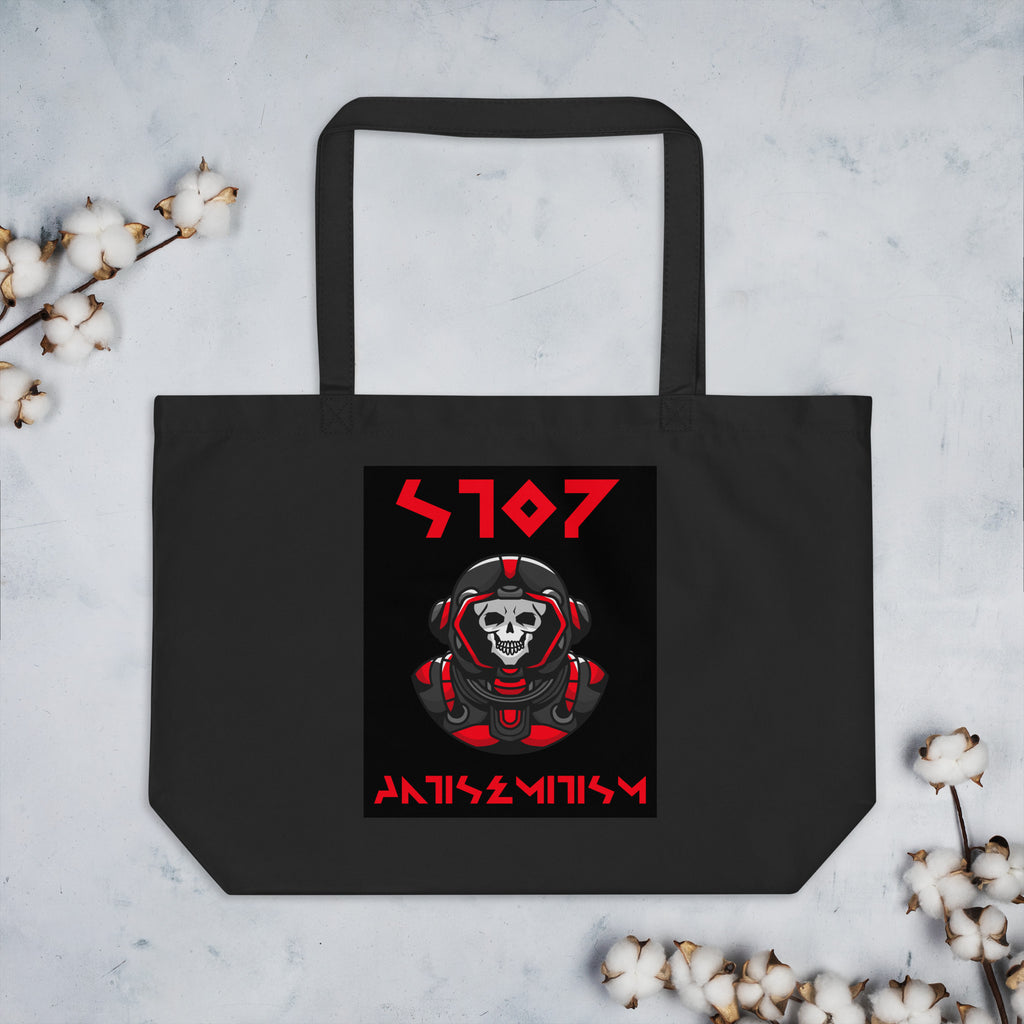 Red Fight | Antisemitism | Large Organic Tote Bag Jouparty