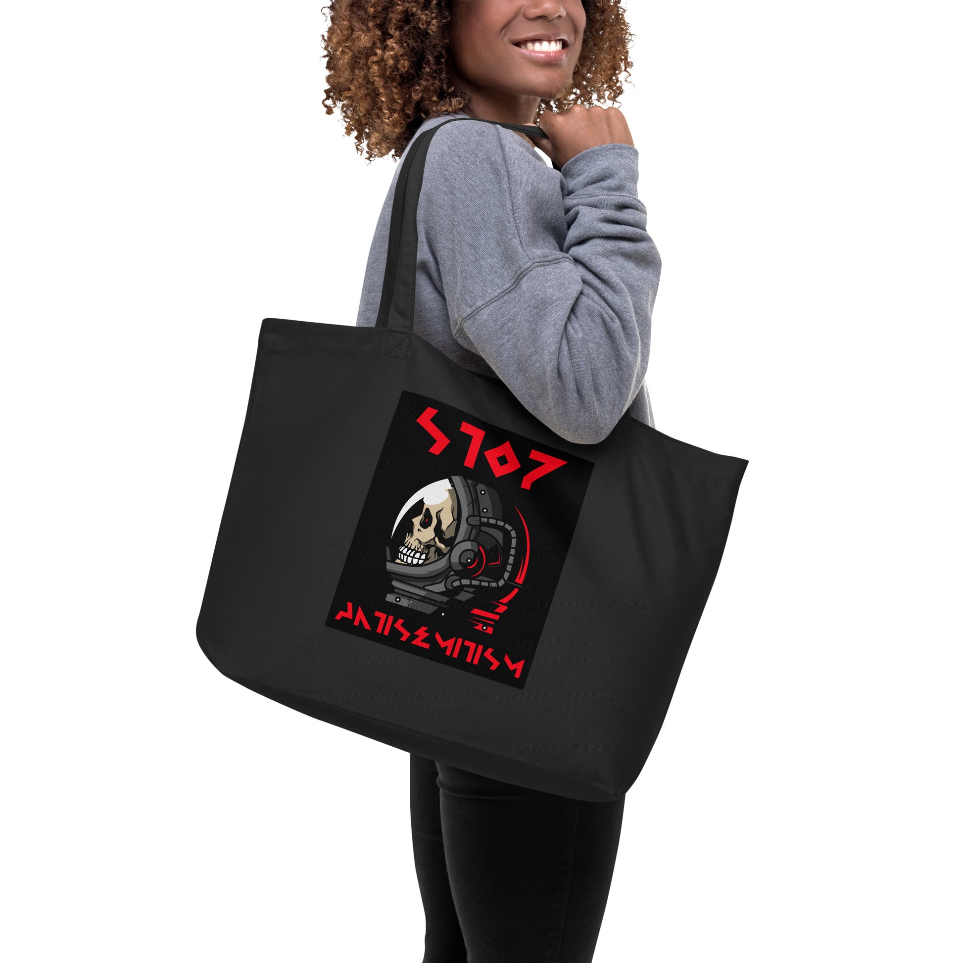 Red Fight | Antisemitism | Large Organic Tote Bag Jouparty