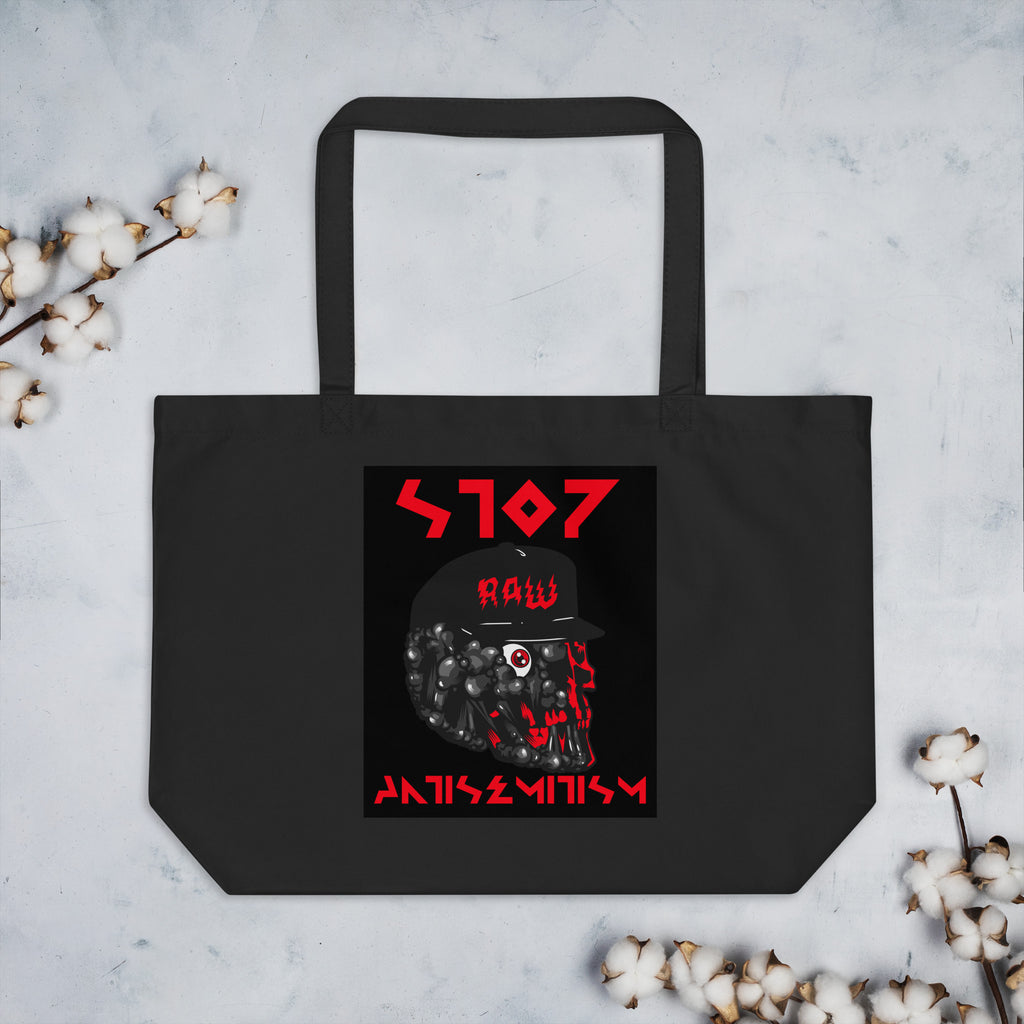 Red Fight | Antisemitism | Large Organic Tote Bag Jouparty