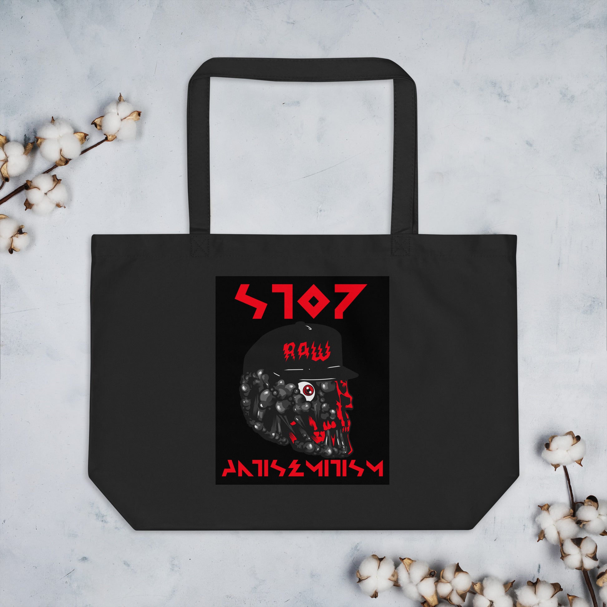 Red Fight | Antisemitism | Large Organic Tote Bag Jouparty