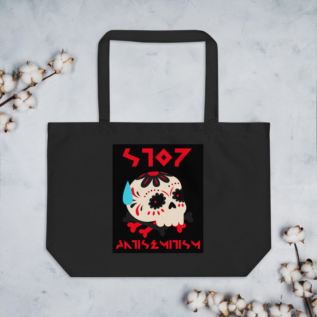 Red Fight | Antisemitism | Large Organic Tote Bag Jouparty