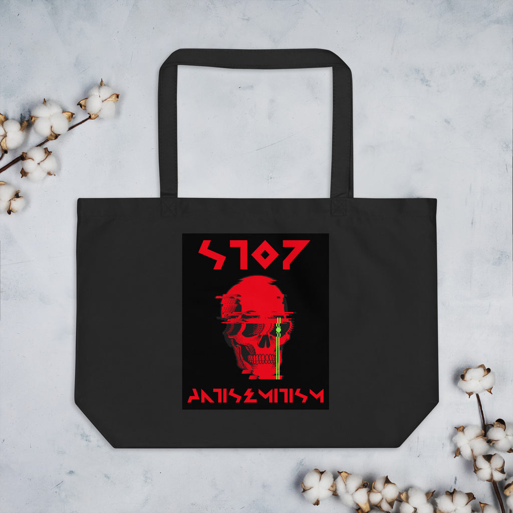 Red Fight | Antisemitism | Large Organic Tote Bag Jouparty