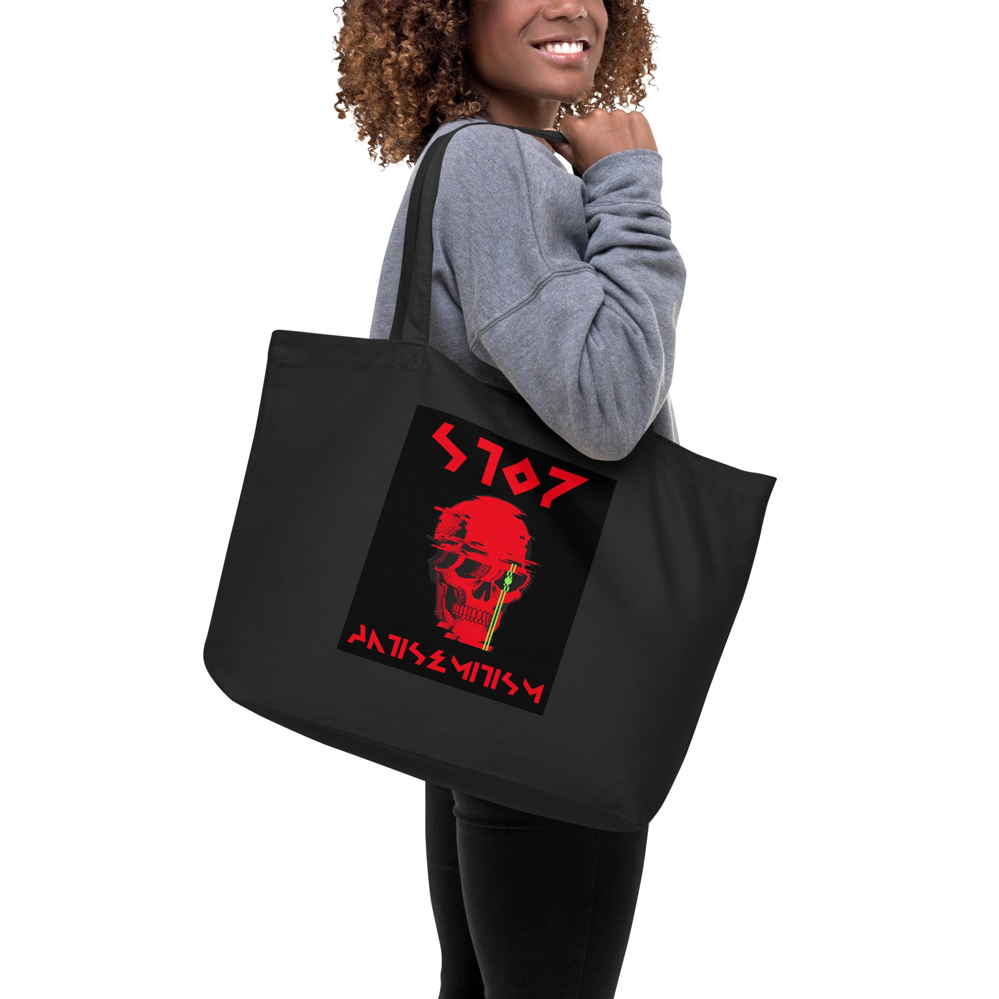Red Fight | Antisemitism | Large Organic Tote Bag Jouparty