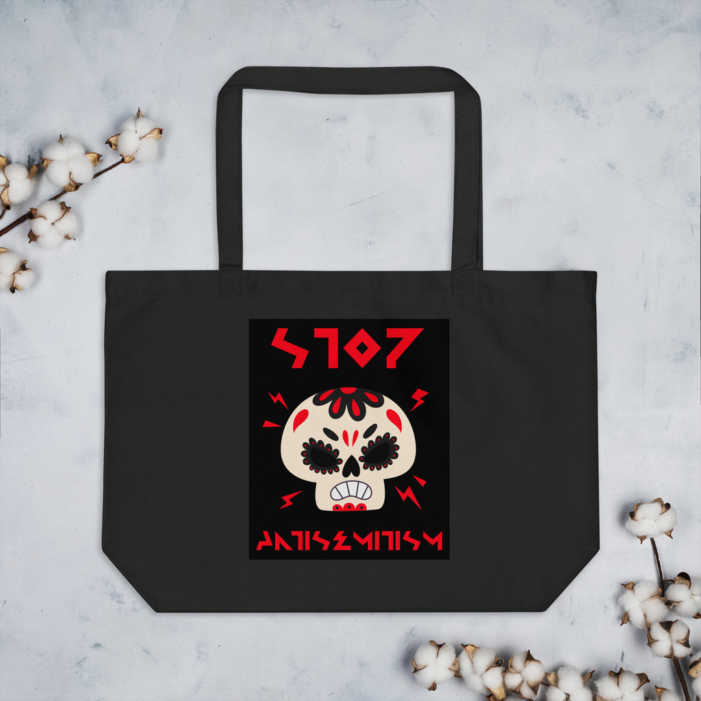 Red Fight | Antisemitism | Large Organic Tote Bag Jouparty