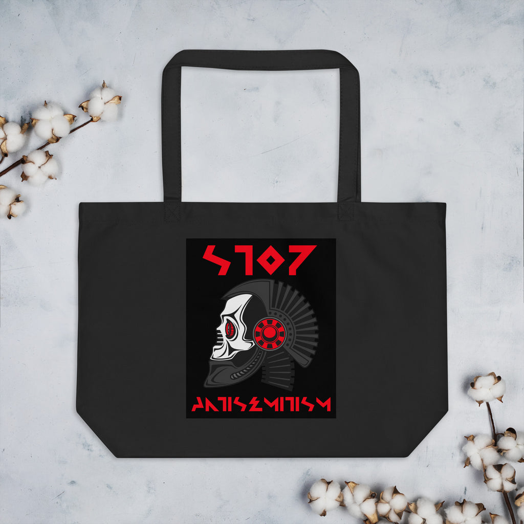 Red Fight | Antisemitism | Large Organic Tote Bag Jouparty