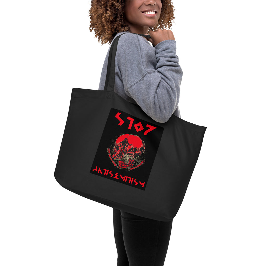 Red Fight | Antisemitism | Large Organic Tote Bag Jouparty