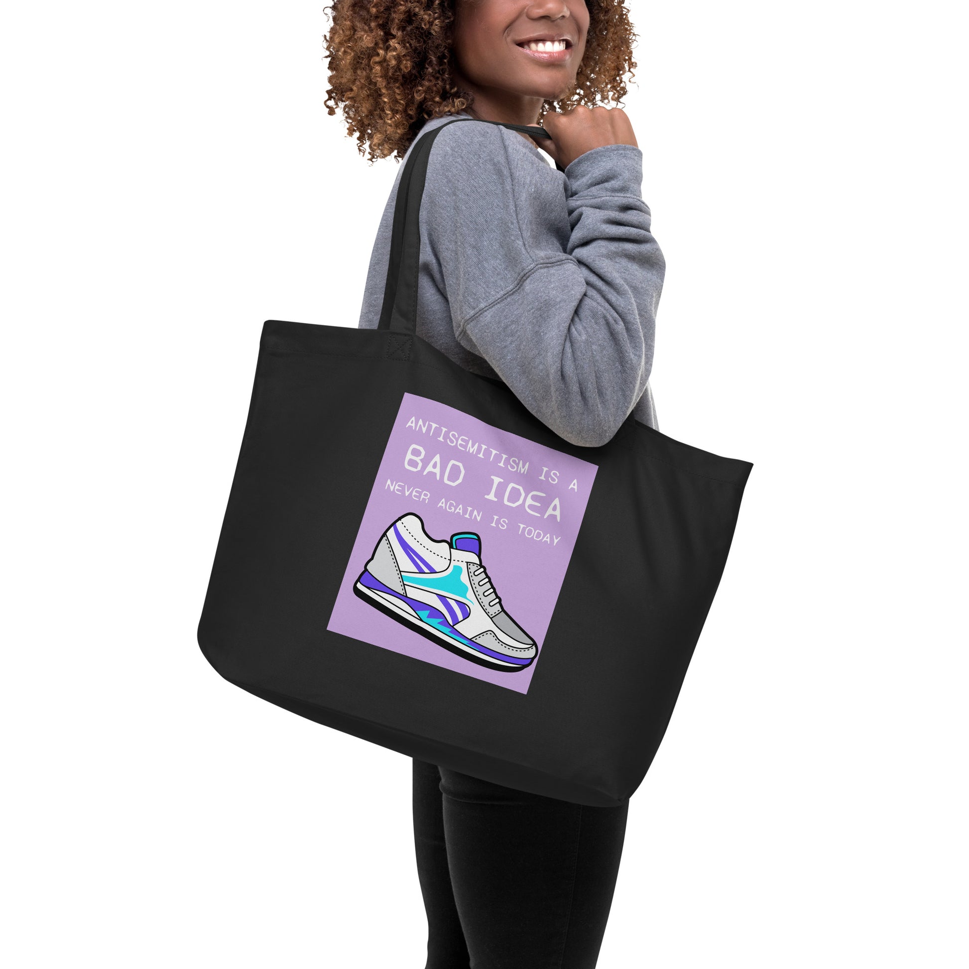 Bad Idea | Antisemitism | Large Organic Tote Bag Jouparty