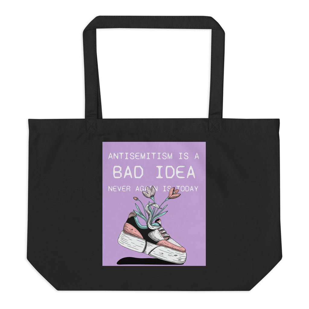 Bad Idea | Antisemitism | Large Organic Tote Bag Jouparty