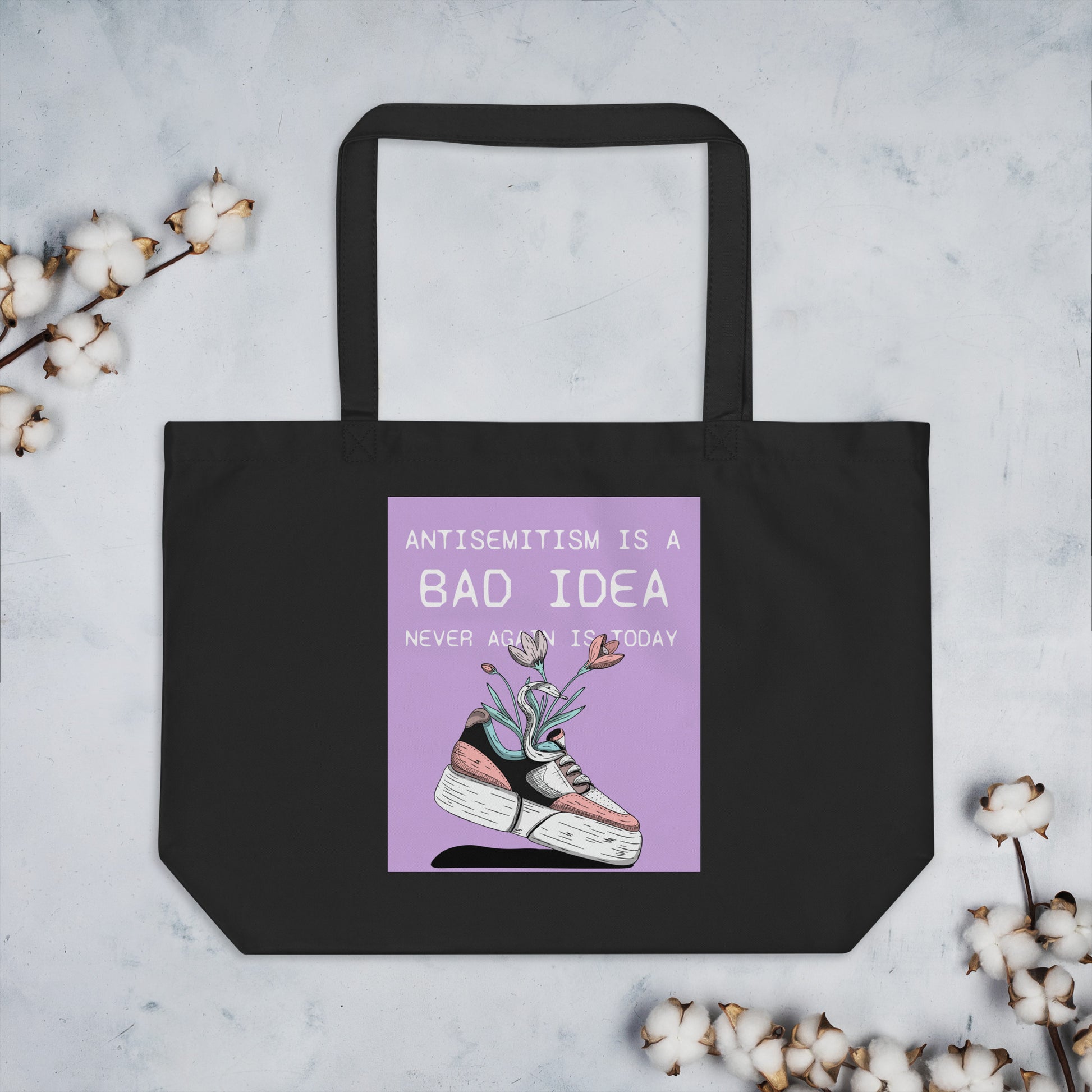 Bad Idea | Antisemitism | Large Organic Tote Bag Jouparty