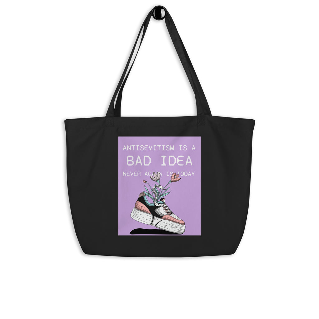 Bad Idea | Antisemitism | Large Organic Tote Bag Jouparty
