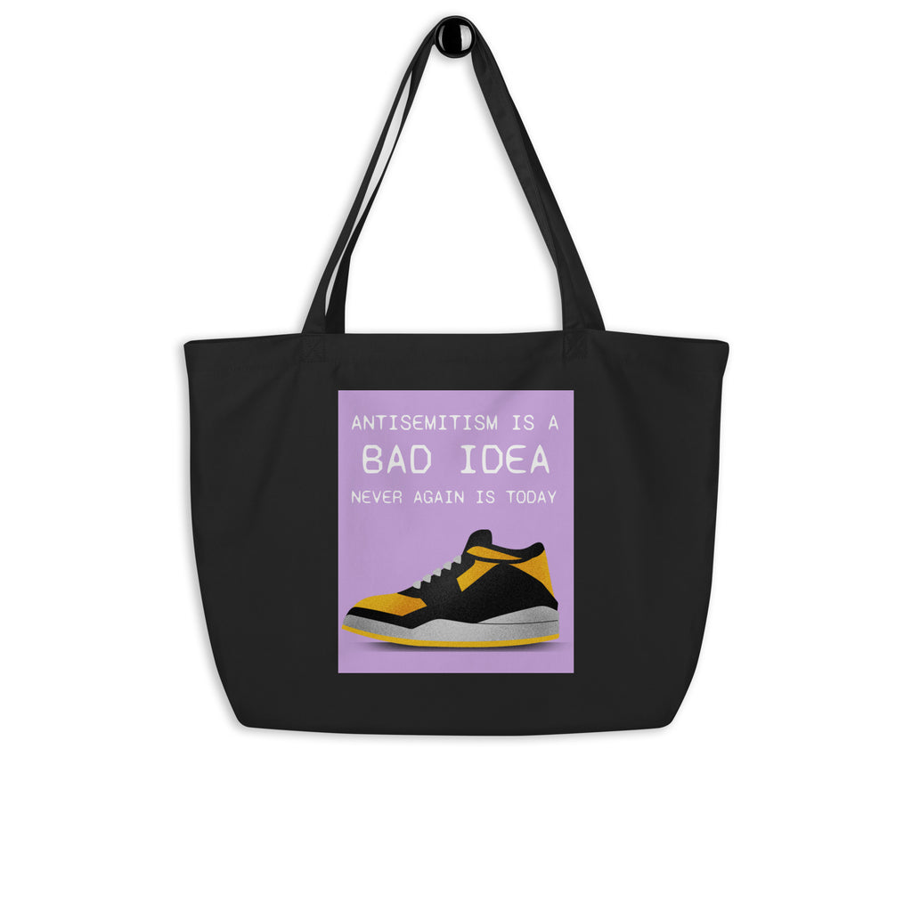 Bad Idea | Antisemitism | Large Organic Tote Bag Jouparty