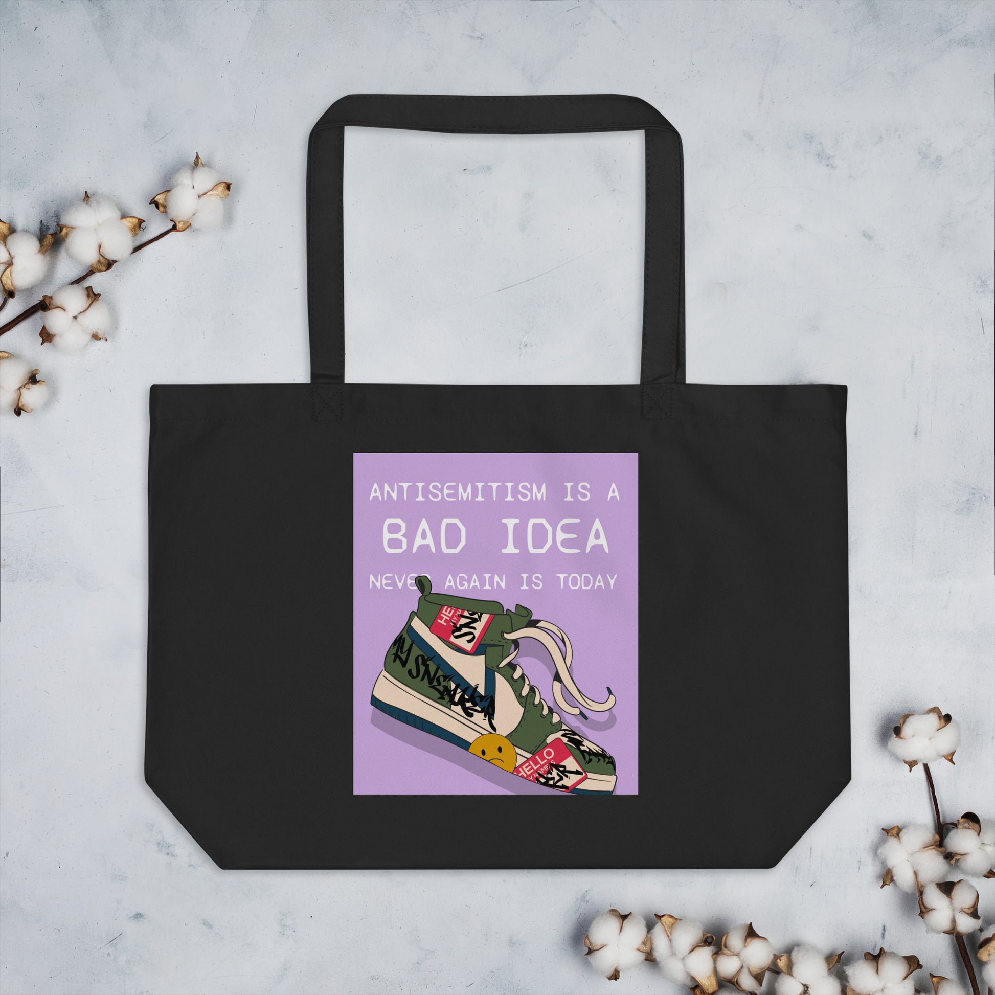 Bad Idea | Antisemitism | Large Organic Tote Bag Jouparty